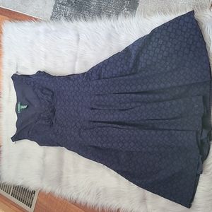 Ralph Lauren womens navy blue eyelet dress with pleated skirt size 10